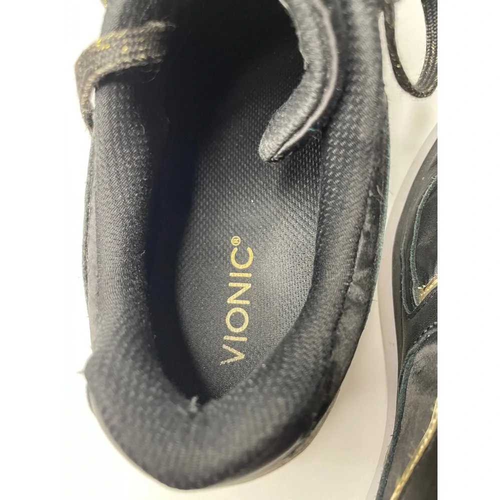 Vionic Adela Met Sneakers‎ Womens 10 Black Gold Metallic Walking Shoes Good